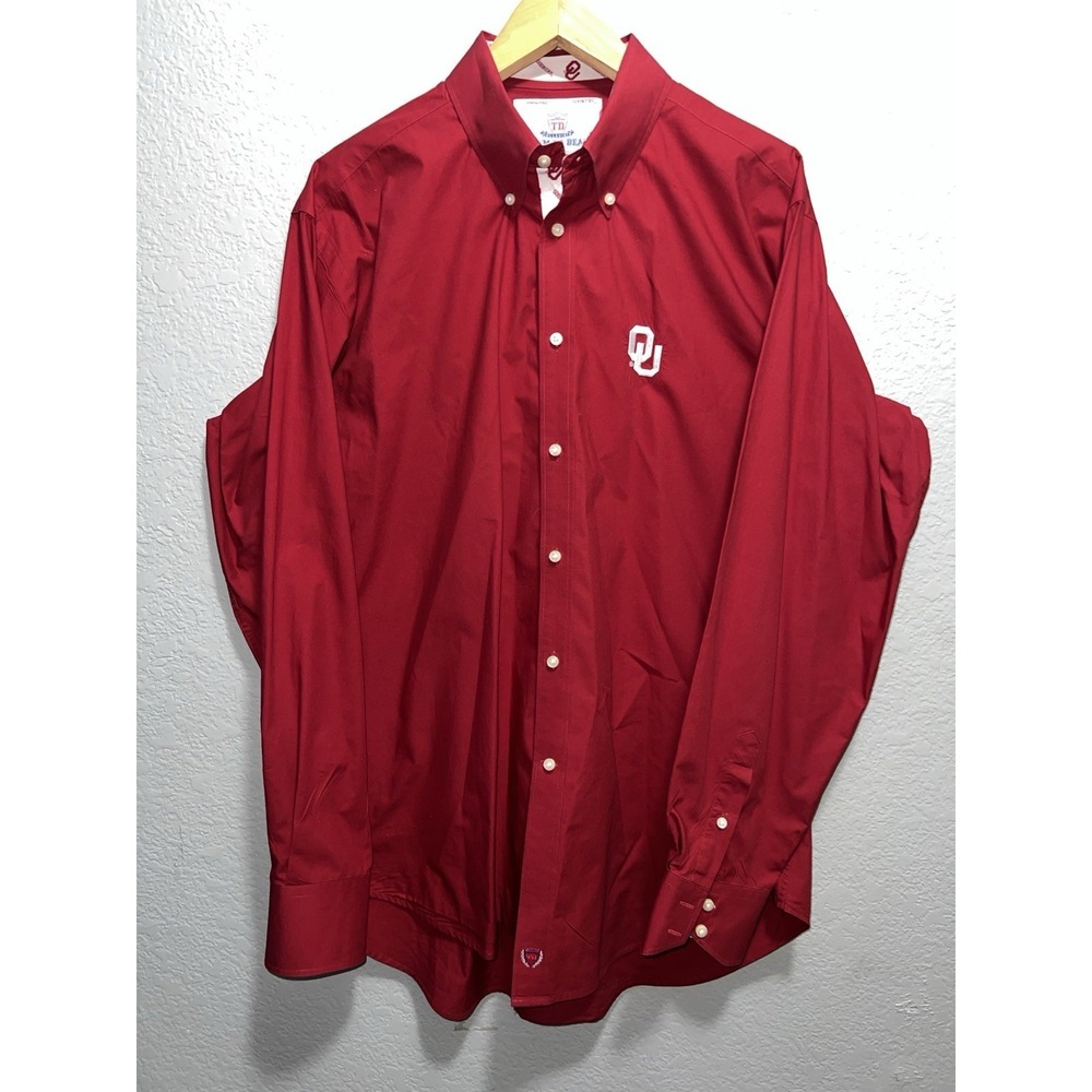 Thomas Dean Oklahoma Sooners Shirt Mens X-Large Red Button Up NCAA Flip Cuffs OU